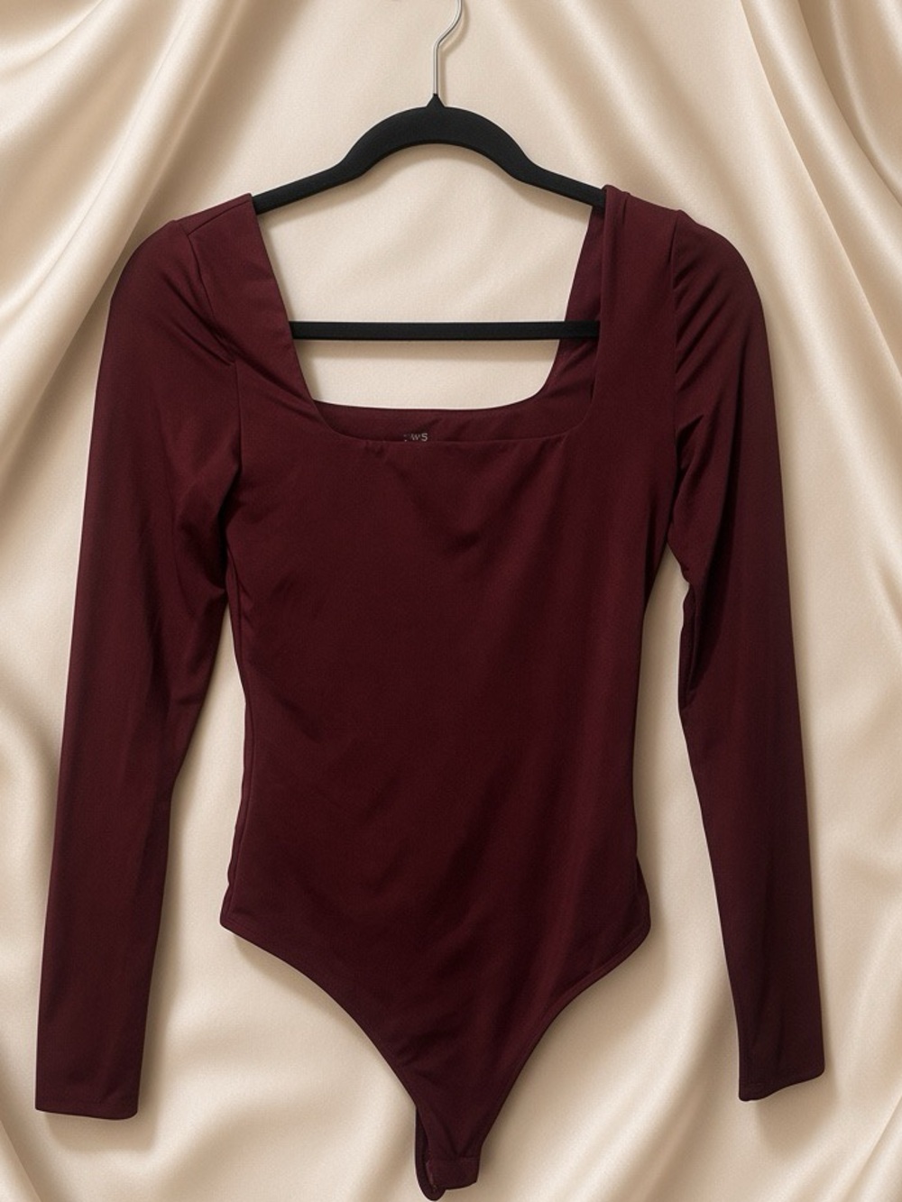Long Sleeve Square Neck Burgundy Bodysuit